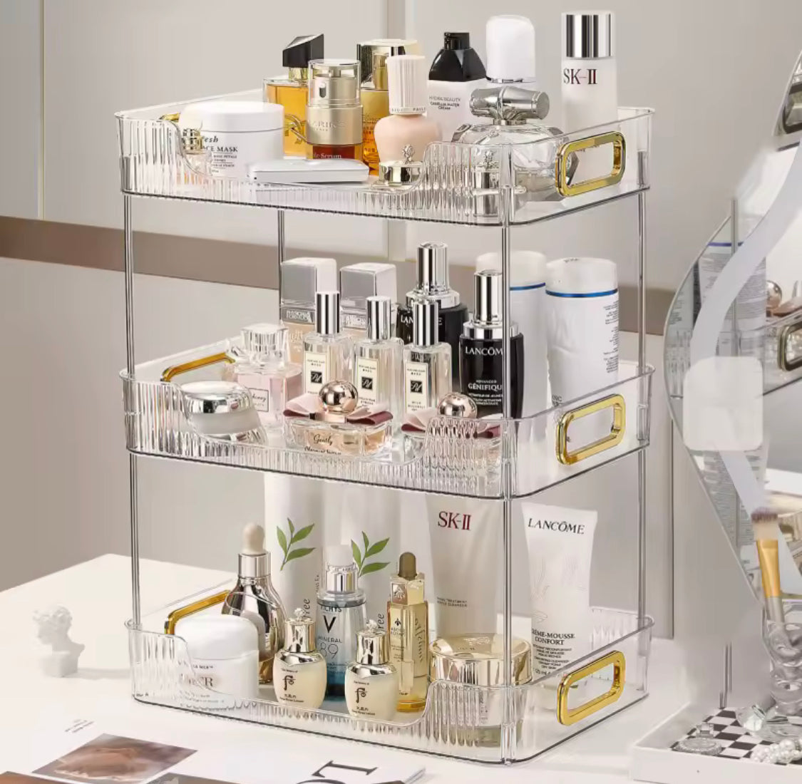 Acrylic Bathroom Organizer Shelf, Transparent Desktop Storage Organizer, Large Capacity Makeup Storage Rack Acrylic Bathroom Organizer Shelf, Transparent Desktop Storage Organizer, Large Capacity Makeup Storage Rack